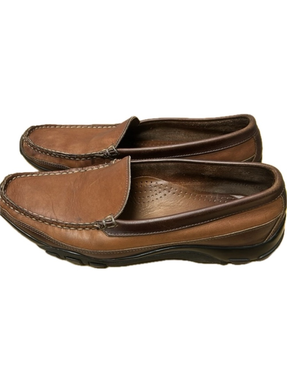 Allen Edmonds Boulder Venetian Driving 2-Tone Brown Loafer Shoes Men’s 9D